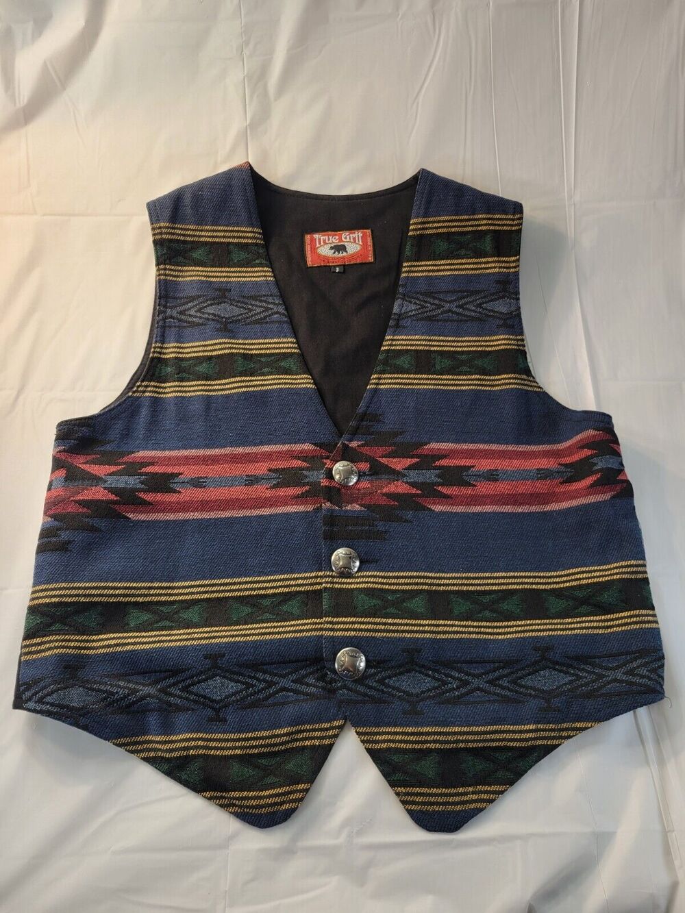 Vintage True Grit Southwestern Aztec Vest Adult Size 3 XS-Small USA Made Cotton